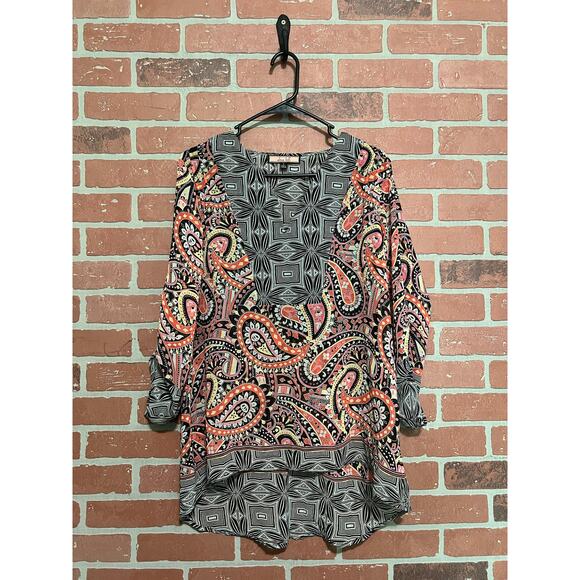 Olive Hill Mixed Print Top – Size L - Picture 1 of 6